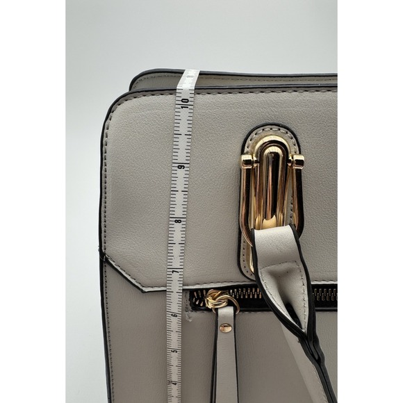 Faux Leather Light Gray/Black Hand Shoulder Bag Purse Neutral Chic Modern-New‎ - Picture 10 of 13